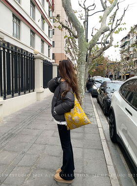 草莓跳黑色高腰弹力显瘦加绒休闲裤女冬季保暖喇叭裤加厚打底裤子