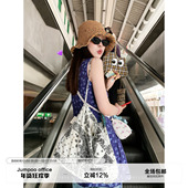 法式 复古v领无袖 碎花连衣裙女夏季 草莓跳 度假风收腰显瘦短款 裙子