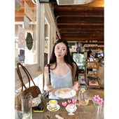 草莓跳 辣妹钩花系带吊带背心女夏季 复古浪漫宽松显瘦百搭上衣