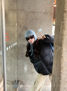 草莓跳 90白鸭绒情侣款面包羽绒服女冬季宽松显瘦保暖加厚外套