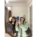 加绒连帽卫衣休闲裤 女冬季 两件套 清新苹果绿休闲运动套装 草莓跳