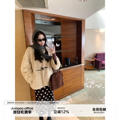 草莓跳  复古慵懒翻领环保皮草毛毛外套女冬季高级感宽松保暖上衣