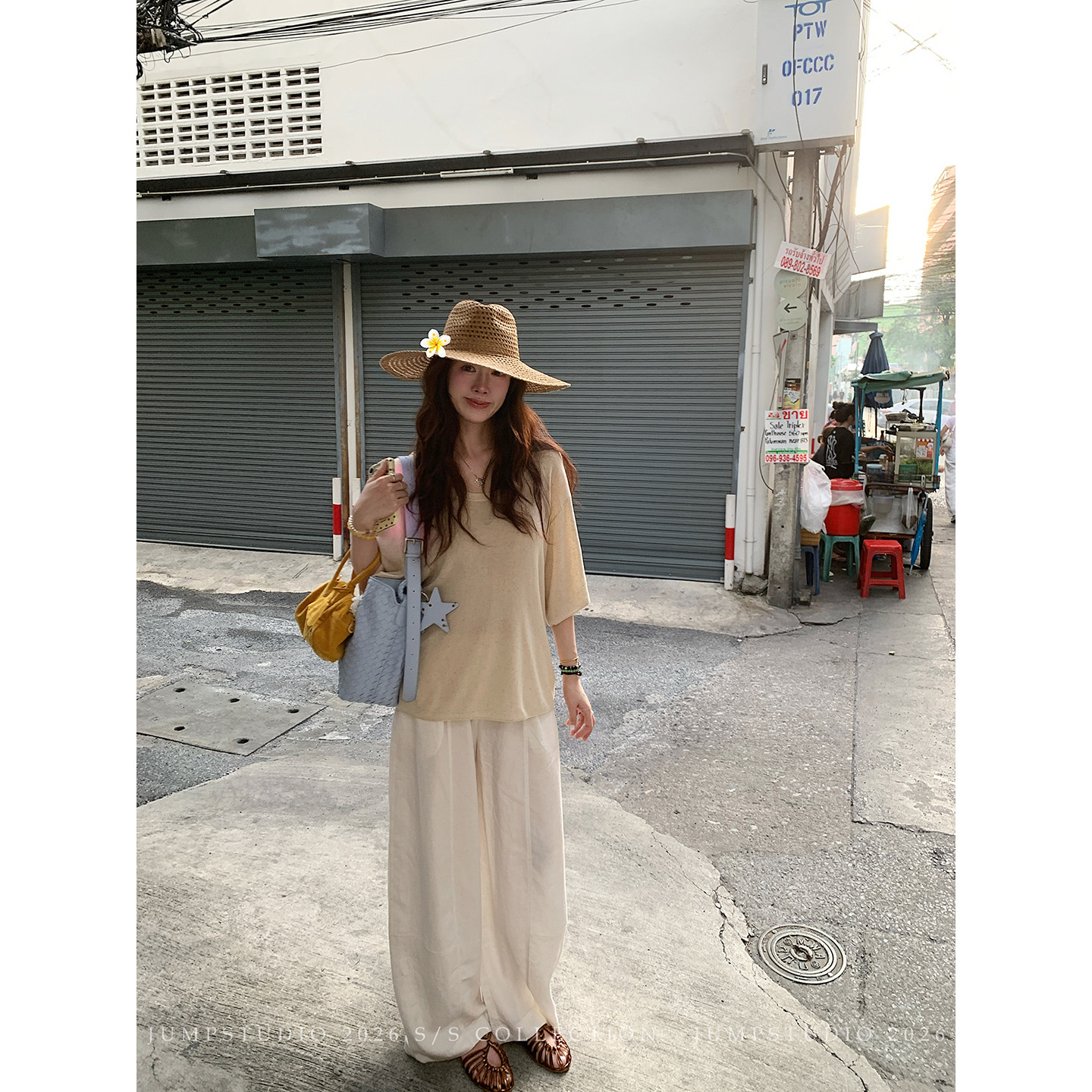 草莓跳莱赛尔u领短袖大T恤女夏季慵懒风宽松显瘦百搭亲肤透气上衣