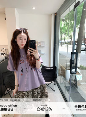 草莓跳 美式复古豹纹半身裙女夏季设计感蛋糕裙高腰显瘦百搭裙子