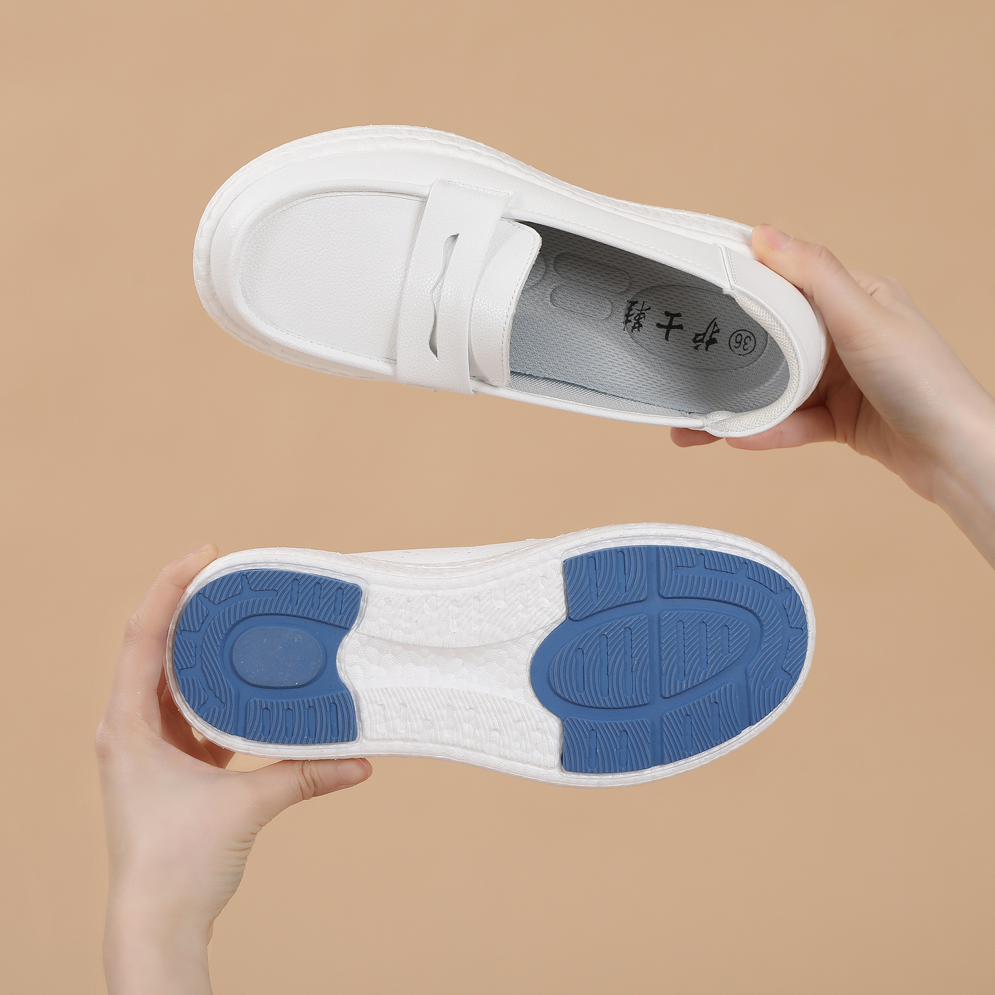 护士鞋女爆米花底软底平底小白鞋