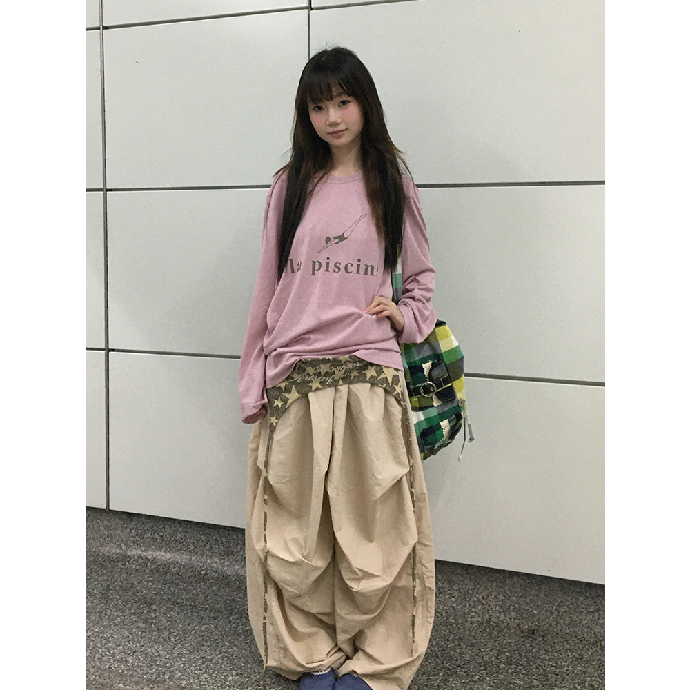 2025春夏新款长袖T恤女韩系宽松百搭趣味印花慵懒风防晒衫上衣潮