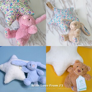 英国Jellycat星星兔兔八音盒拉铃新生儿互动玩具手捏发声床挂摇铃