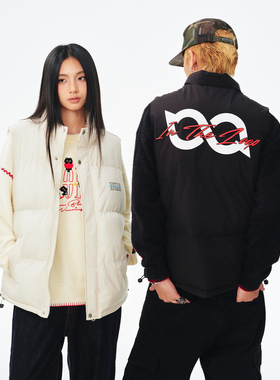 BIPOLAR撞色发泡棉服马甲秋冬休闲基础logo保暖背心外套外搭男女