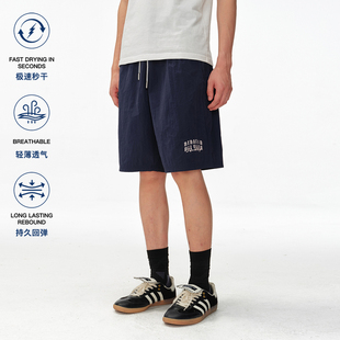 美式 休闲运动宽松阔腿裤 街头男 夏季 BIPOLAR多巴胺刺绣沙滩短裤