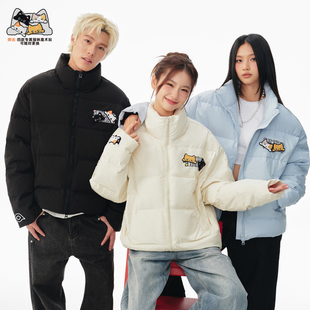 BIPOLAR星星小猫魔术贴羽绒服美式 立领宽松上衣男女保暖外套情侣
