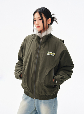 BIPOLAR撞色logo立体刺绣棉服美式休闲基础上衣保暖面包服冬季潮