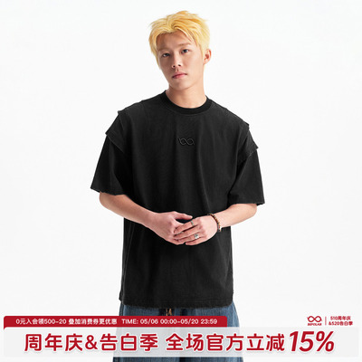 BIPOLAR纯棉拼接短袖潮牌T恤