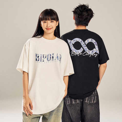 BIPOLAR碎花LOGO贴布短袖T恤