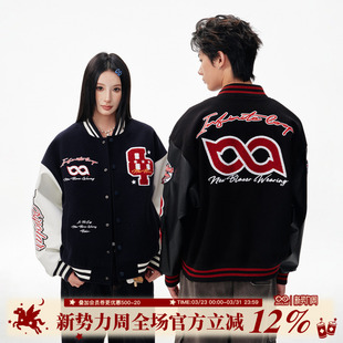 情侣装 BIPOLAR校园字体棒球服夹克外套美式 复古撞色拼接男女同款