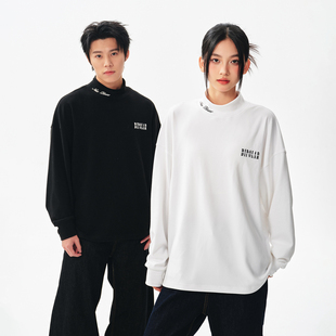 男女 T恤简约宽松内搭保暖打底衫 BIPOLAR磨毛半高领德绒打底衫 长袖