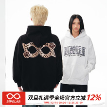 BIPOLAR猫耳毛绒贴布连帽卫衣美式小众设计感上衣男国潮秋冬新款