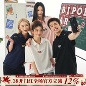 女 新款 BIPOLAR基础绣花polo美式 街头学院风上衣休闲百搭T恤夏季