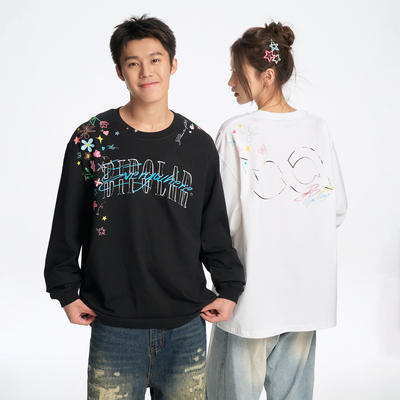 BIPOLAR过肩蜡笔花卉T恤