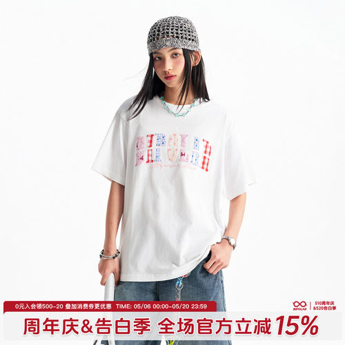 BIPOLAR碎花贴布短袖T恤
