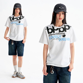 新款 BIPOLAR趣味涂鸦正肩T恤字母美式 字母休闲宽松圆领上衣夏季 女