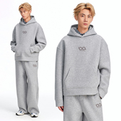 BIPOLAR重磅廓形立体连帽卫衣美式 休闲宽松上衣男女简约基础套装