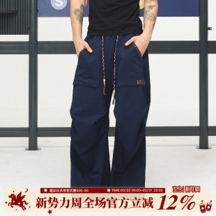 直筒男女同款 工装 宽松情侣 子美式 BIPOLAR民族风口袋伞兵裤