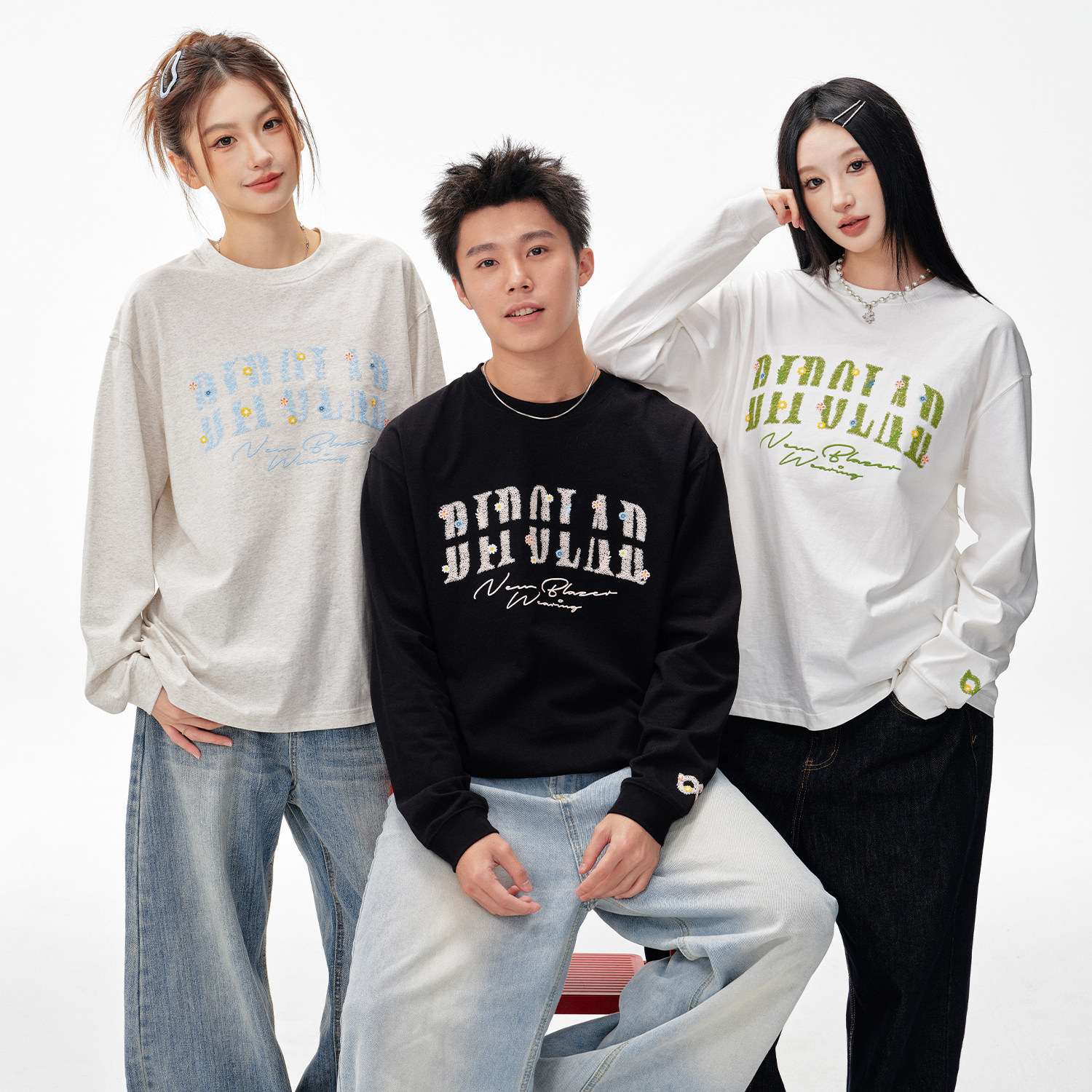 BIPOLAR乱针草丛刺绣长袖