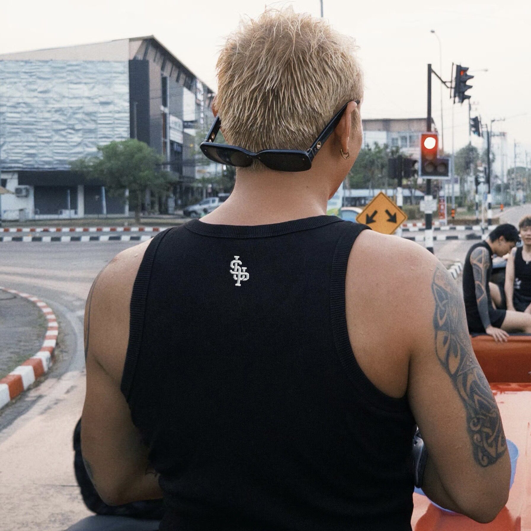 C-BLOCK「以下范上」联名SUP刺绣罗纹背心男士运动打底坑条无袖