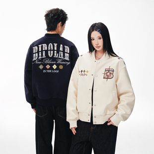 BIPOLAR民族风贴布绣棒球服夹克美式 简约休闲上衣Cleanfit男新款