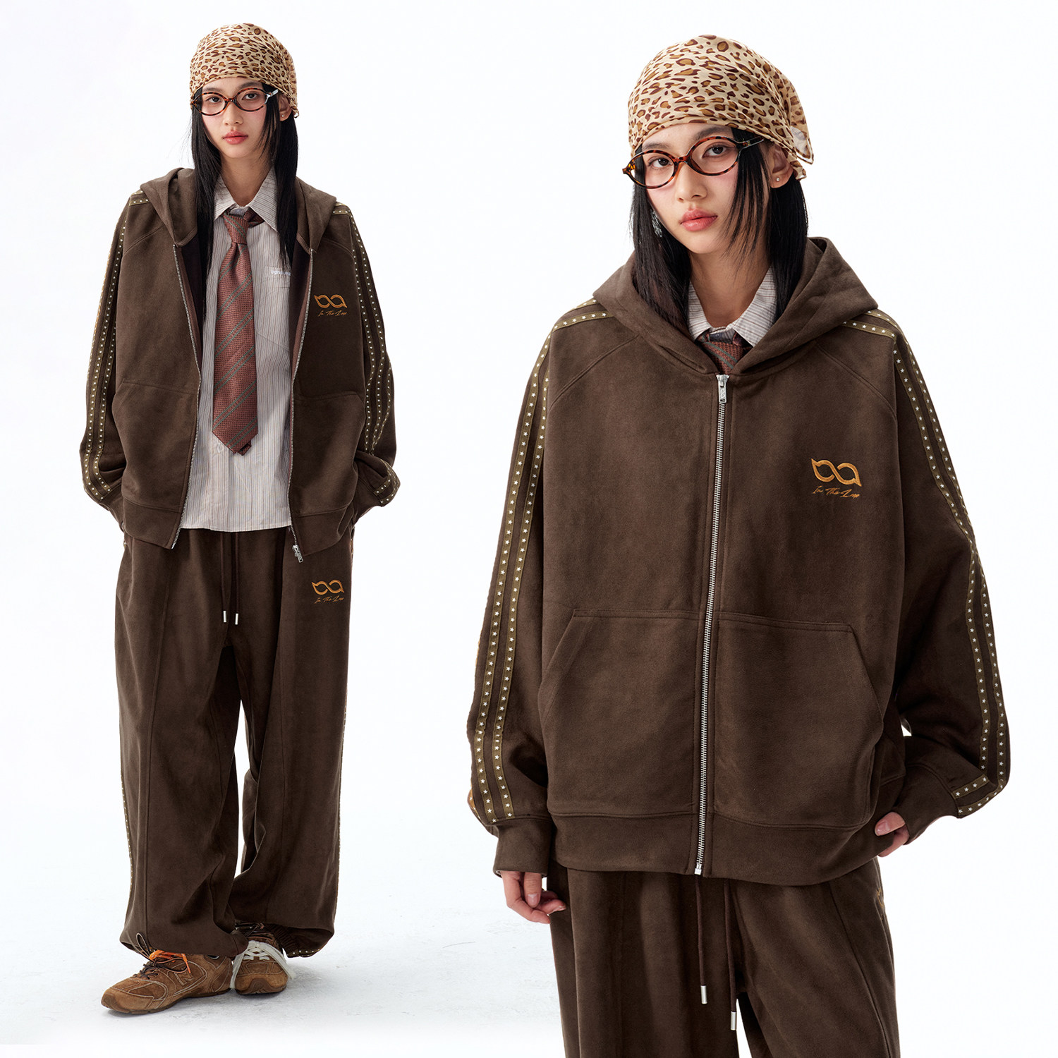 BIPOLAR麂皮星星织带套装卫衣裤两件套休闲宽松百搭长裤复古上衣,男装,休闲运动套装,淘宝优惠券,粉丝福利购,淘宝优惠卷