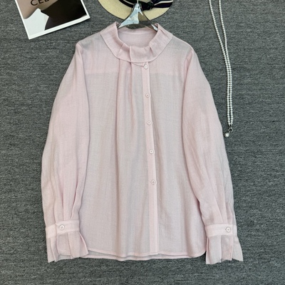 定制人字纹全羊毛衬衫女25秋冬新款高级感气质名媛风上衣南油精品