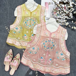 许你耀眼温柔清新减龄2025深圳夏季 凉快真丝重工刺绣国风古韵马甲