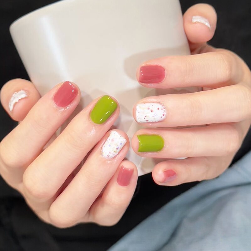 清新撞色油性指甲油免烤快干不可剥套装多色可选持久显白日常美甲