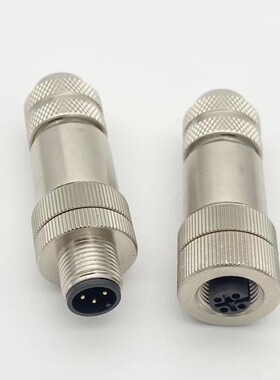 M12以太网接头profinet航空防水插头4芯5芯8芯12芯金属屏蔽连接器