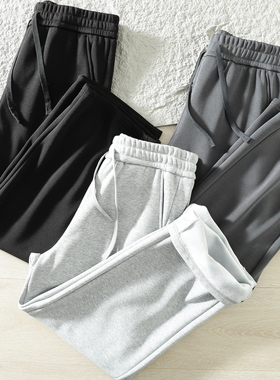 ODM公司单！内里加绒加厚 秋冬男士外贸松紧腰运动直筒休闲卫裤潮