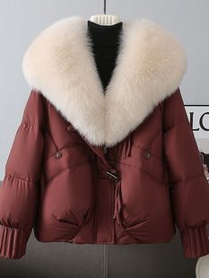 2025冬新款大毛领羽绒棉服女短款加厚高档气质棉袄小个子保暖外套