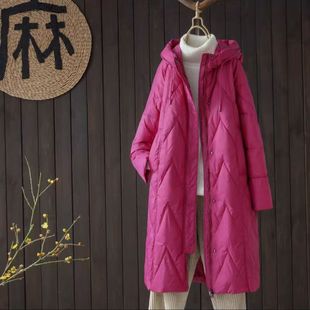 品牌捡漏羽绒棉女中长款新款文艺宽松连帽棉服过膝加厚保暖外套女