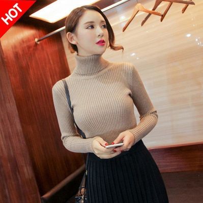 2021秋冬新款韩版修身保暖高领毛衣女套头百搭短款长袖紧身打底衫