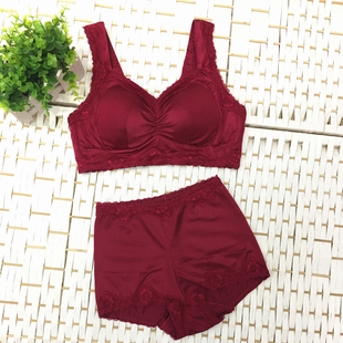 贝茵婷3001套装 背心胸罩女内衣 薄杯无钢圈光面睡眠文胸中高腰内裤