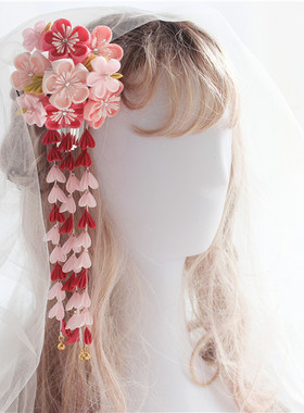 『花之祭』つまみ细工手工日本细工花发夹和风花簪浴衣和服花嫁