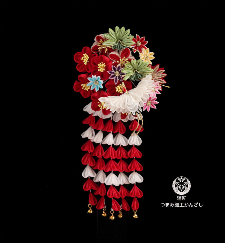 辅匠『红梅仙鹤』细工和风和服发发饰