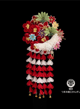 辅匠『红梅仙鹤』细工和风和服发饰发簪lolita浴衣发夹
