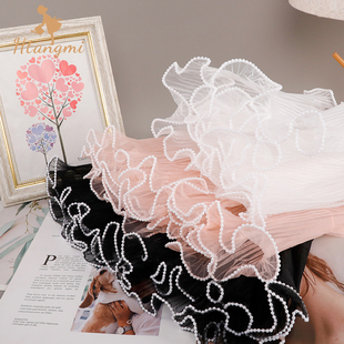 双边珍珠浪花纱波浪纱包花纱花束装饰纱鲜花包装材料网纱花艺用品