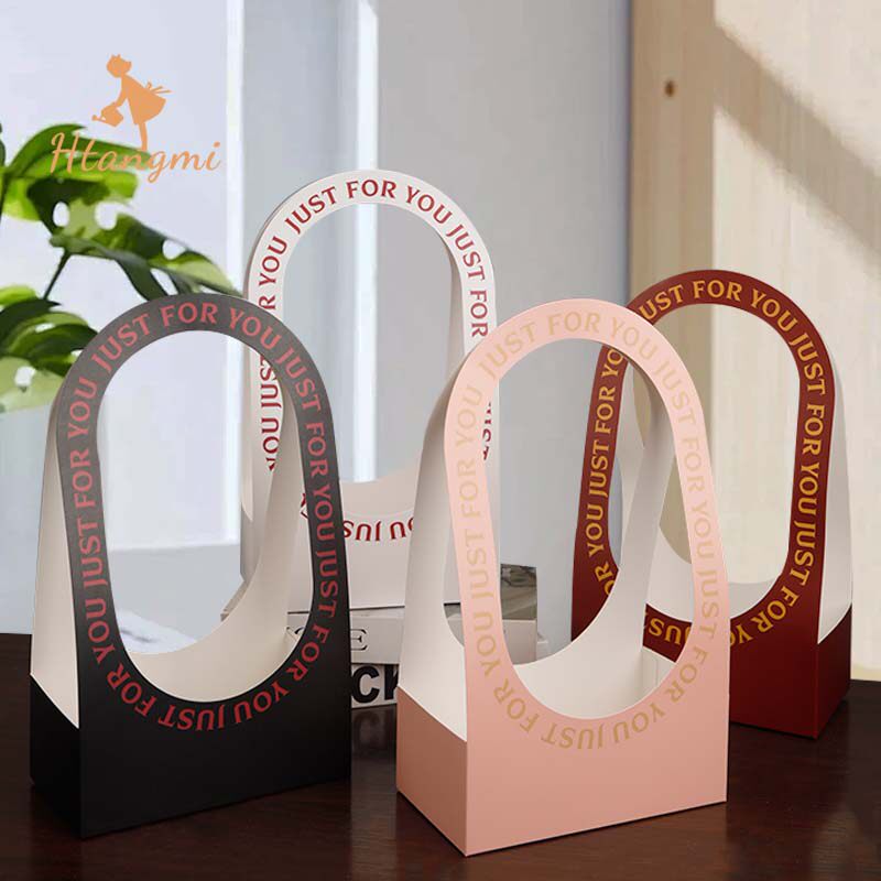 汉唐美网红英文手提花盒玫瑰鲜花插花盒可折叠纸盒情人节花束礼盒