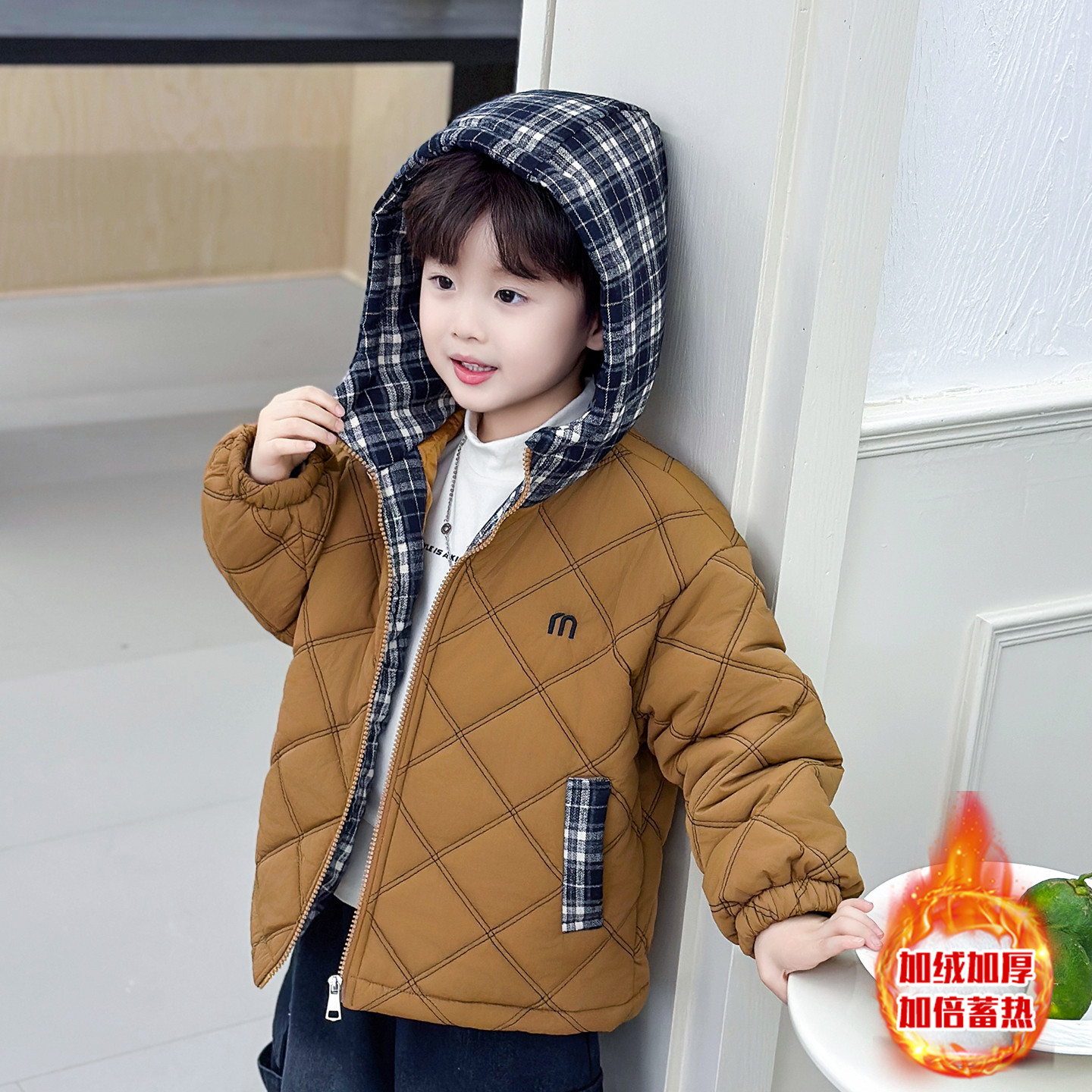 男童秋冬棉服2025新款儿童洋气冬装绗棉外套男孩帅气保暖夹棉棉衣
