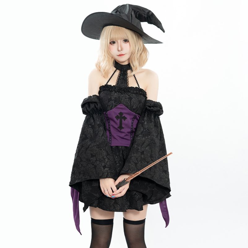 2025年新款魔法师装扮女万圣节cosplay巫师角色扮演恶魔暗黑服装