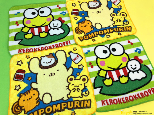 HeyStore三丽鸥pompompurin布丁狗Keroppi大眼蛙小方巾毛巾手帕