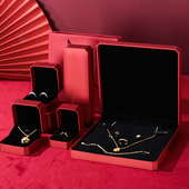 黑绒八角订婚首饰盒戒指项链龙凤手镯盒猪牌项圈不带字五金包装 盒