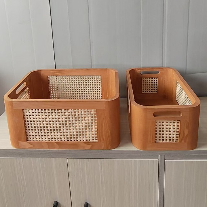 新款圆角竹木编织收纳盒实木收纳