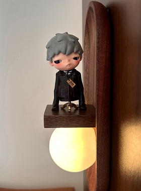 发光小夜灯中古实木法式壁挂磁吸墙装饰创意DIY摆件支架家居壁饰